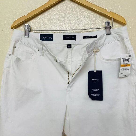 Charter Club Plus Bristol Natural Waist Slimming Fit Cropped Jeans 16W White - Picture 4 of 10